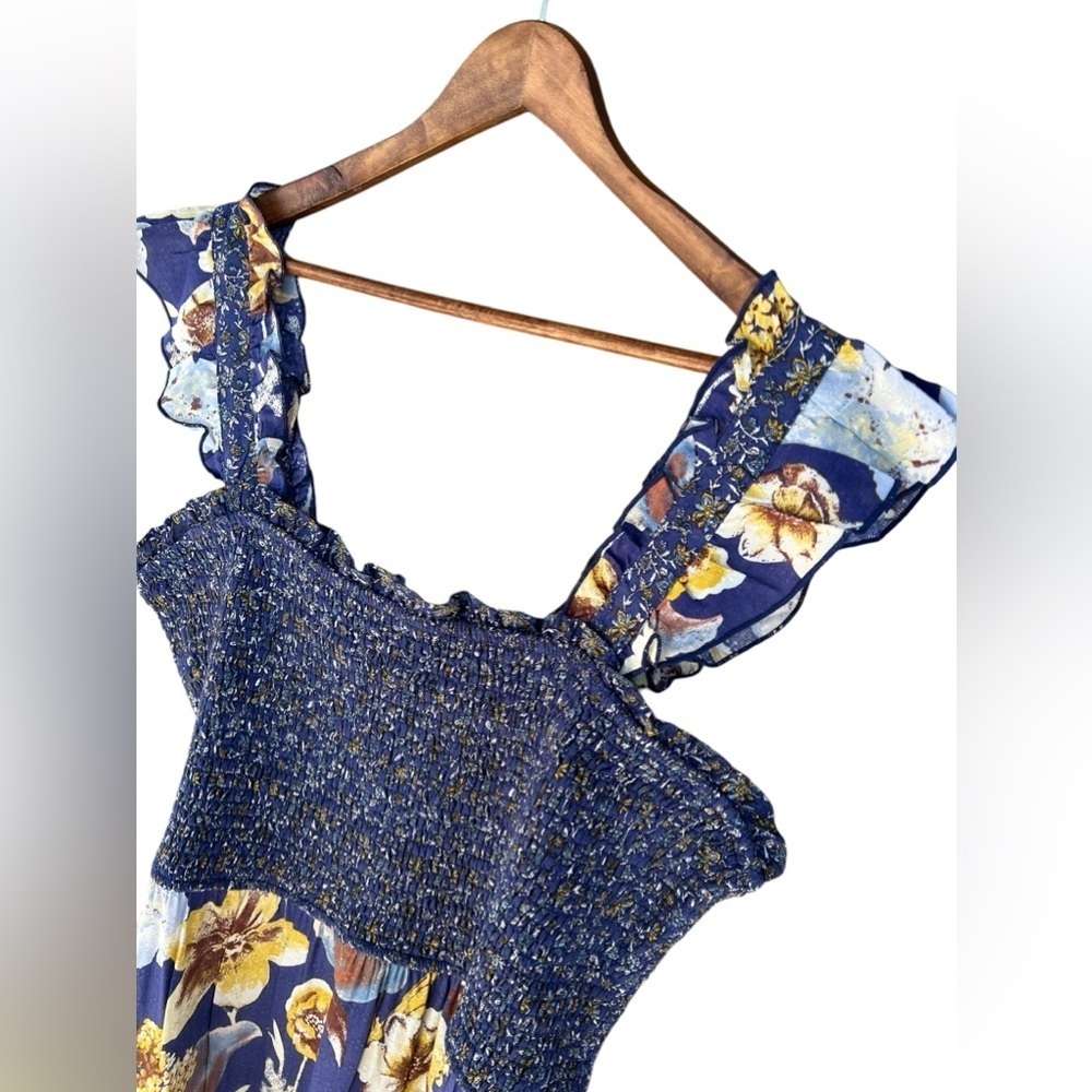NWOT Maurices Women’s Blue Floral Smocked Midi Dress - Picture 7 of 14